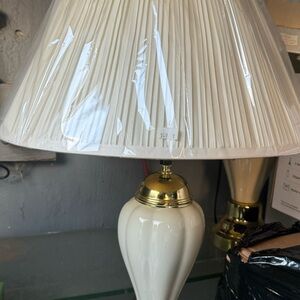 Cream Table Lamp with Gold Accents - ‏Two pieces